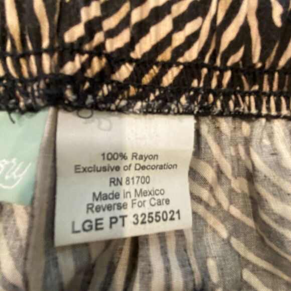 220 Hickory Pull On Casual Pant Outfit Lounge Wide Leg Knit Top Black/Creme L/XL - Picture 8 of 10